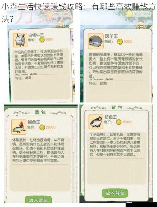 小森生活快速赚钱攻略:有哪些高效赚钱方法?