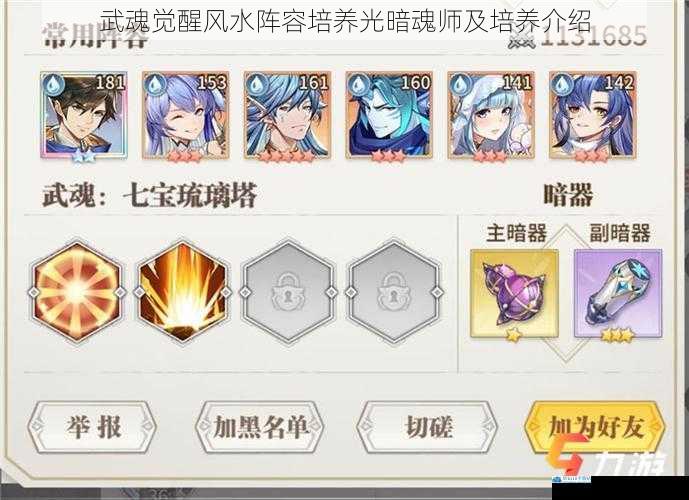 武魂觉醒风水阵容培养光暗魂师及培养介绍
