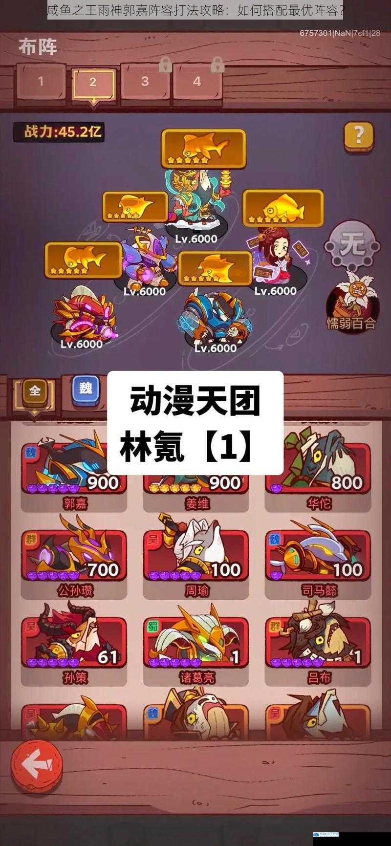咸鱼之王雨神郭嘉阵容打法攻略:如何搭配最优阵容?
