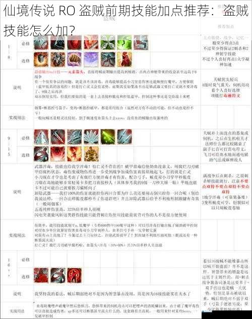 仙境传说 RO 盗贼前期技能加点推荐:盗贼技能怎么加?