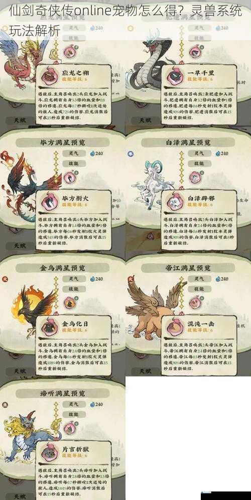 仙剑奇侠传 online 宠物怎么得?灵兽系统玩法解析