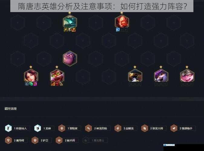 隋唐志英雄分析及注意事项:如何打造强力阵容?