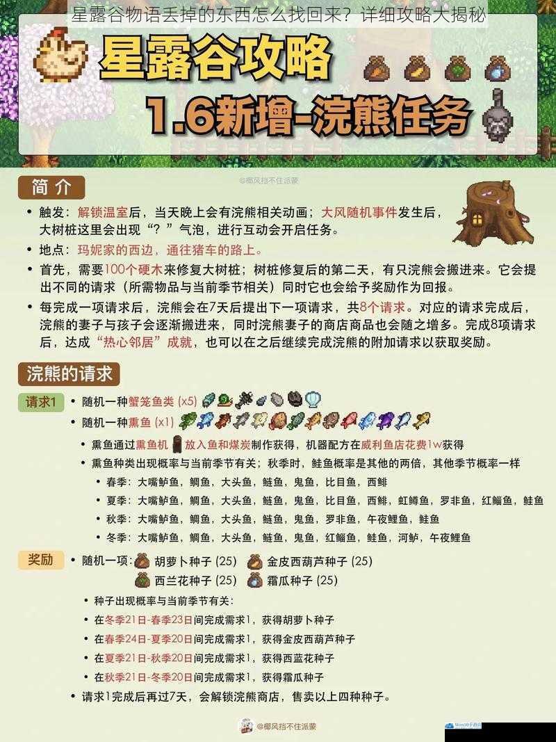 星露谷物语丢掉的东西怎么找回来?详细攻略大揭秘