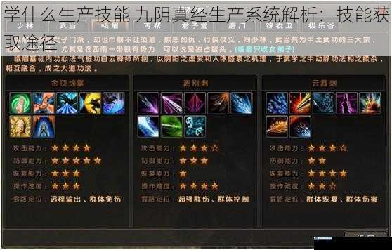 学什么生产技能 九阴真经生产系统解析:技能获取途径