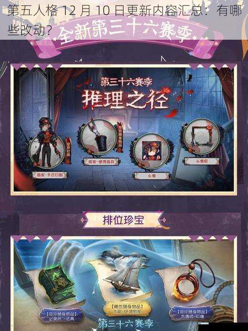 第五人格 12 月 10 日更新内容汇总:有哪些改动?
