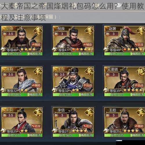 大秦帝国之帝国烽烟礼包码怎么用?使用教程及注意事项