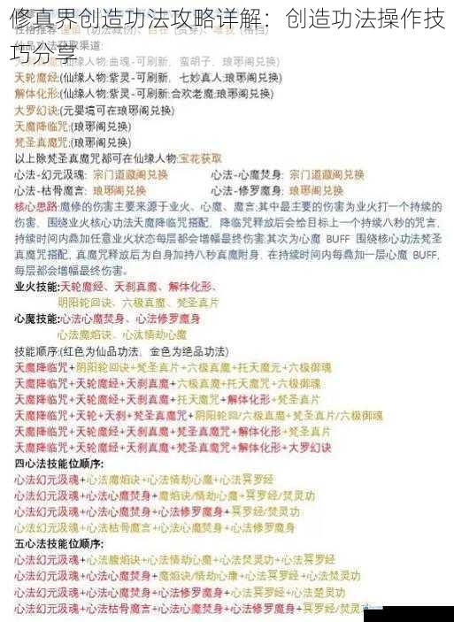 修真界创造功法攻略详解:创造功法操作技巧分享