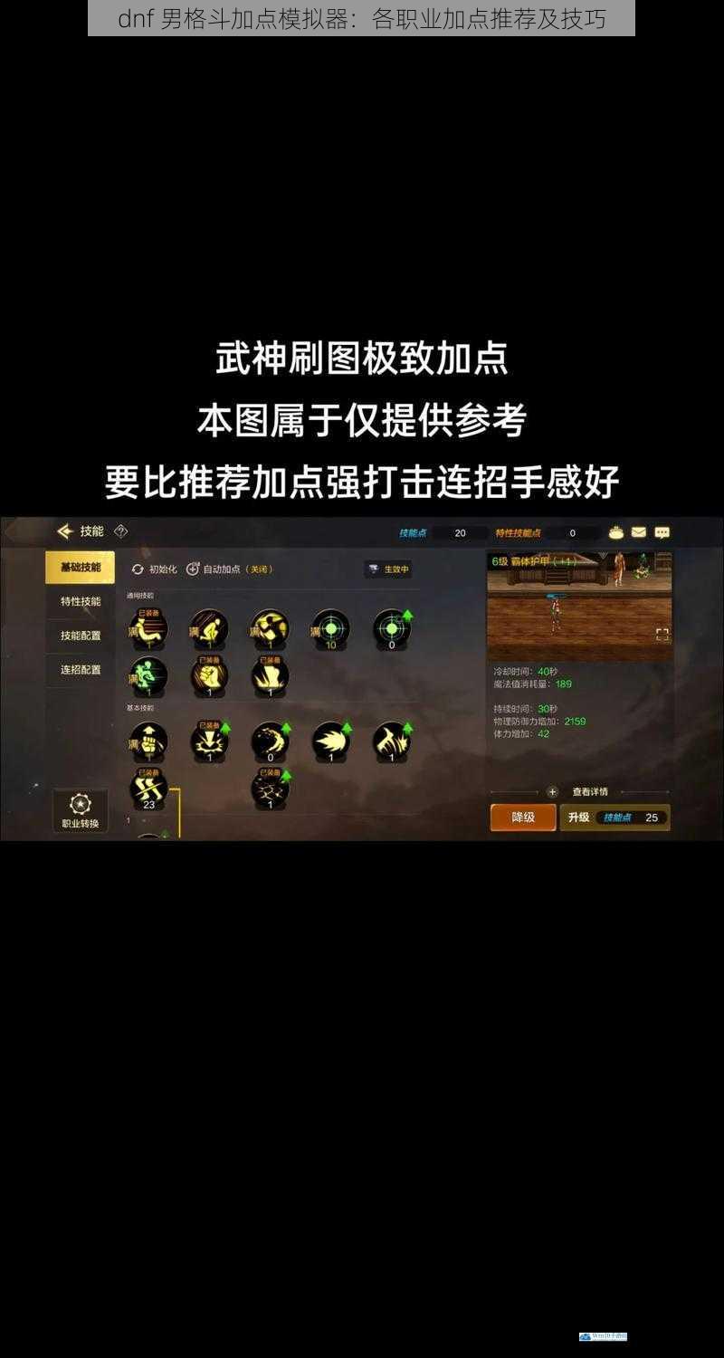 dnf 男格斗加点模拟器:各职业加点推荐及技巧