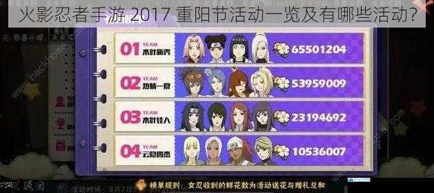 火影忍者手游 2017 重阳节活动一览及有哪些活动?