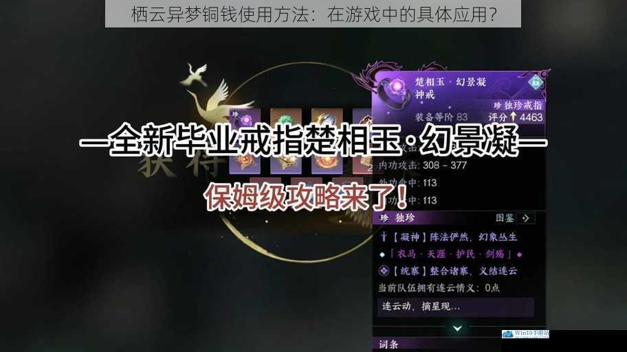 栖云异梦铜钱使用方法:在游戏中的具体应用?