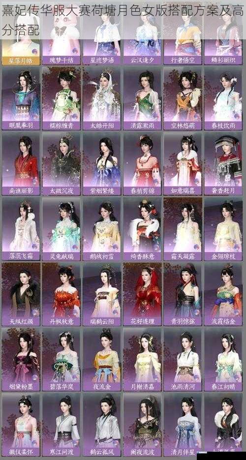 熹妃传华服大赛荷塘月色女版搭配方案及高分搭配