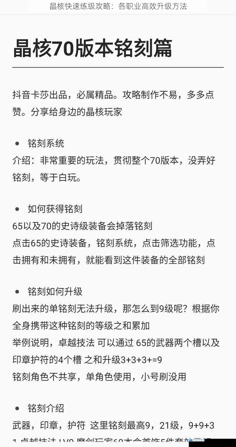 晶核快速练级攻略:各职业高效升级方法