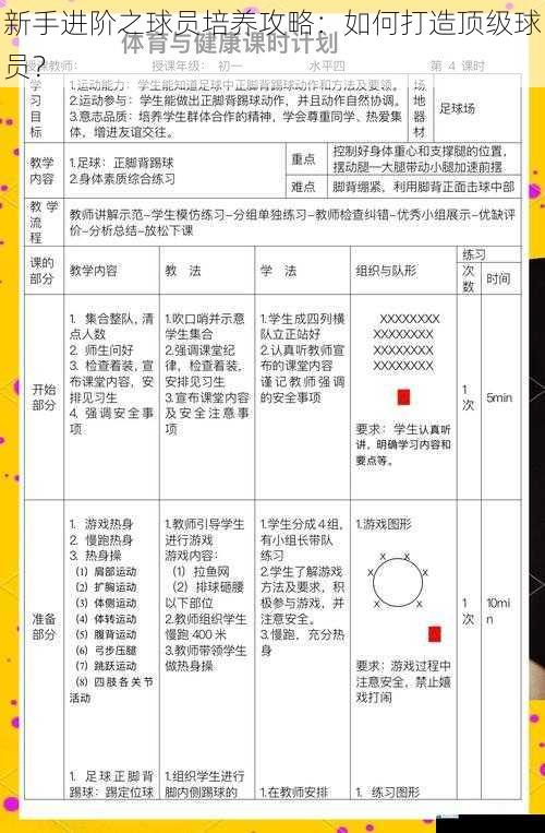 新手进阶之球员培养攻略:如何打造顶级球员?