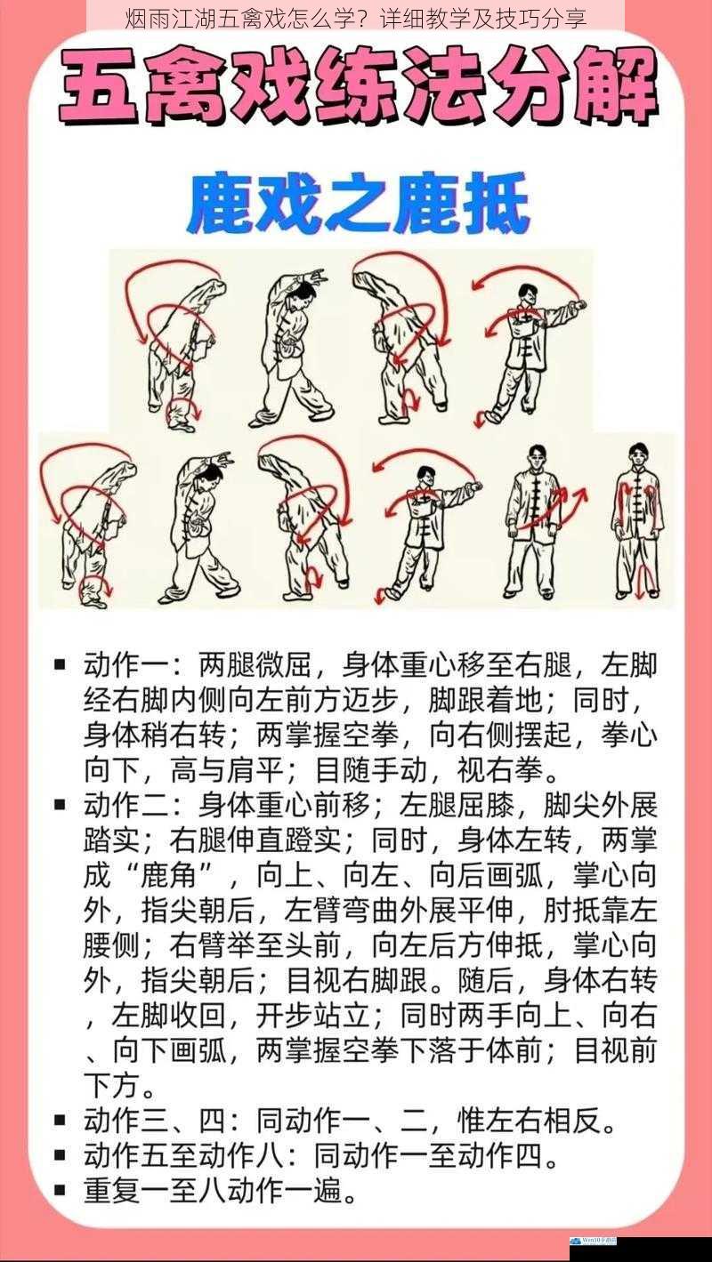 烟雨江湖五禽戏怎么学?详细教学及技巧分享
