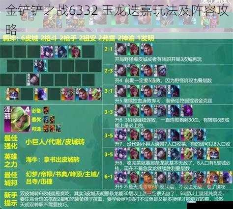 金铲铲之战6332 玉龙迭嘉玩法及阵容攻略