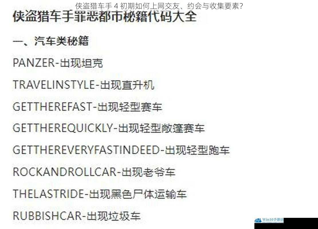 侠盗猎车手 4 初期如何上网交友、约会与收集要素?