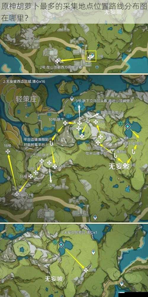 原神胡萝卜最多的采集地点位置路线分布图在哪里?