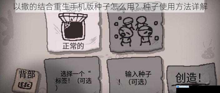 以撒的结合重生手机版种子怎么用?种子使用方法详解