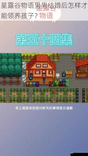 星露谷物语男男结婚后怎样才能领养孩子?