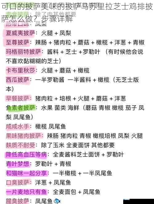 可口的披萨美味的披萨马苏里拉芝士鸡排披萨怎么做?步骤详解