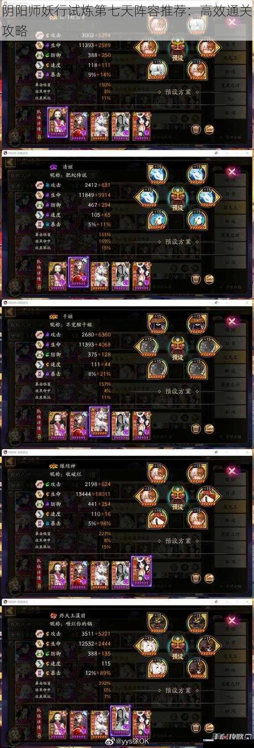 阴阳师妖行试炼第七天阵容推荐:高效通关攻略