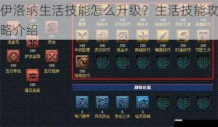 伊洛纳生活技能怎么升级?生活技能攻略介绍