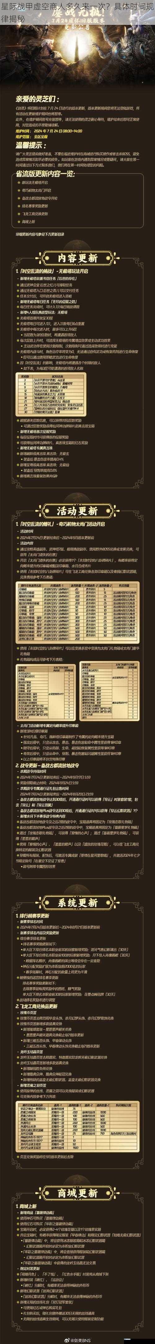 游戏版本与虚空商人出现时间
