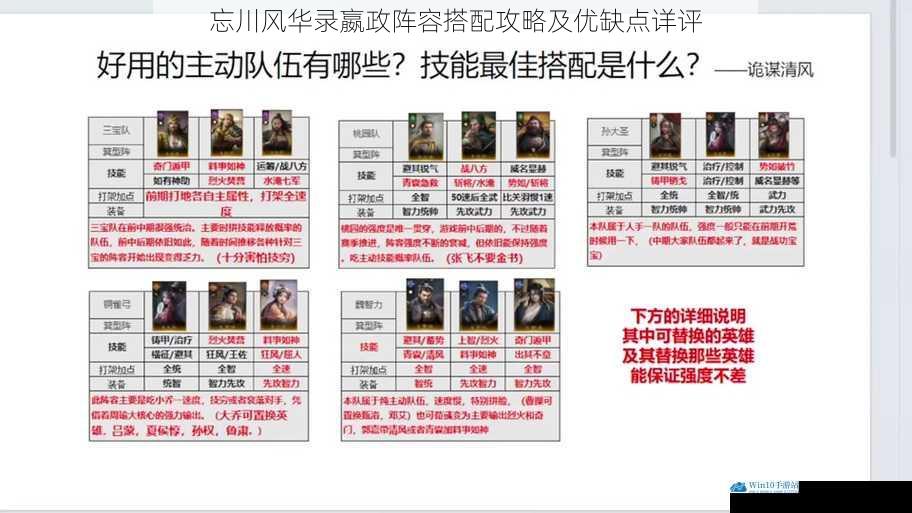 武将选择与搭配