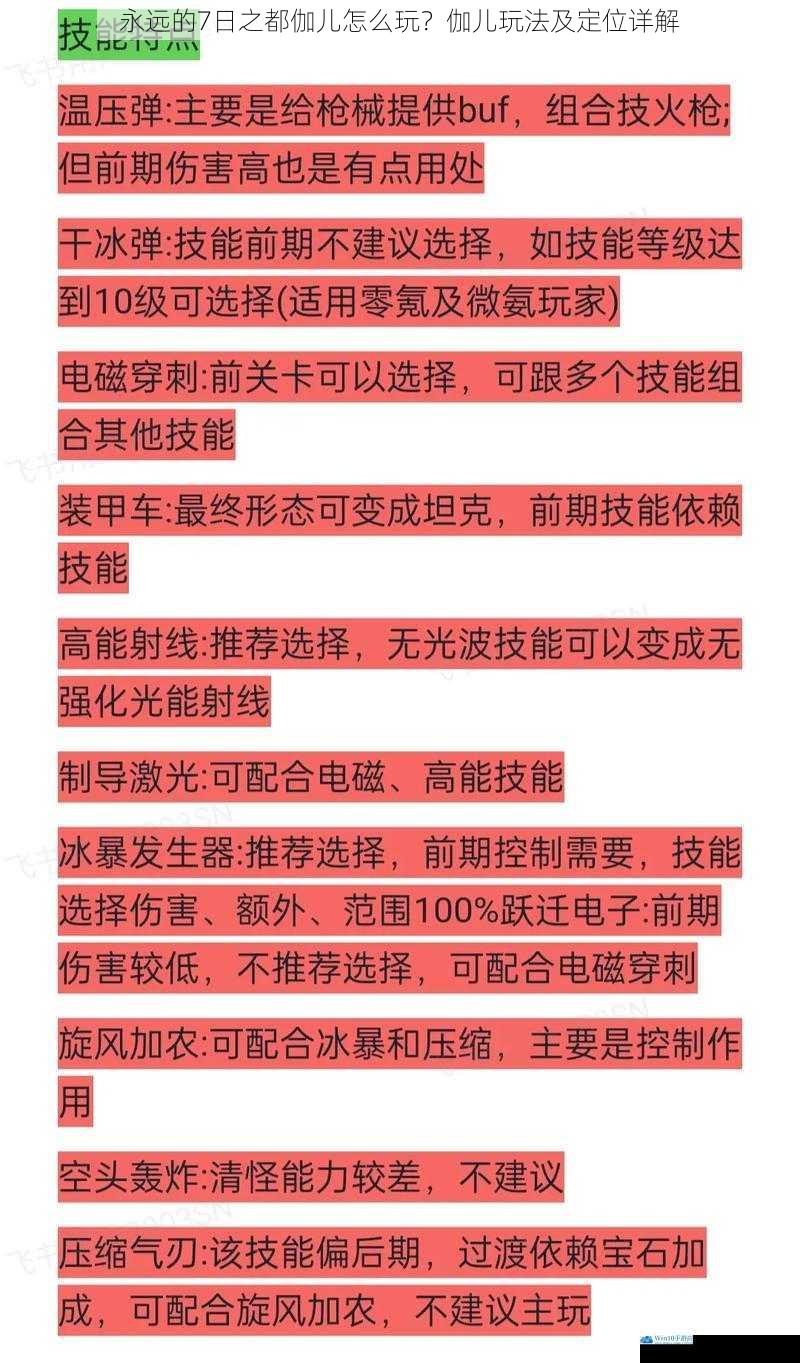 技能特点