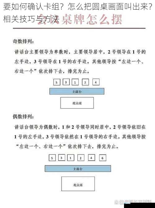要如何确认卡组?怎么把圆桌画面叫出来?相关技巧与方法
