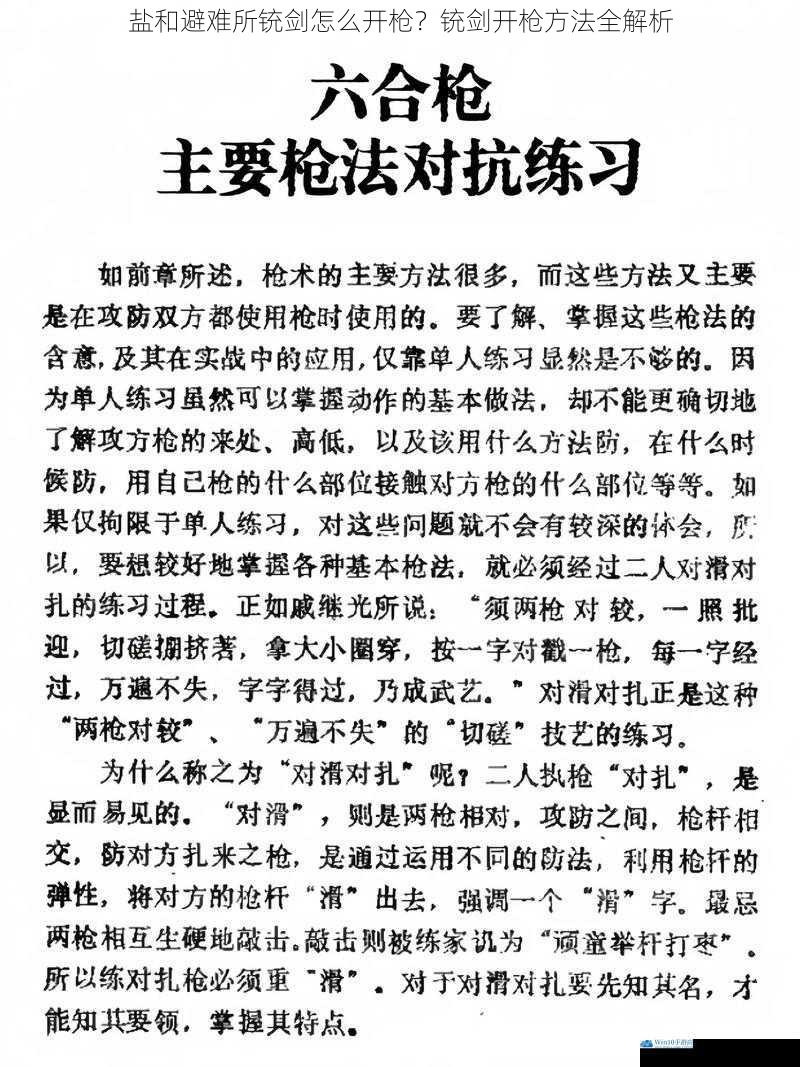 盐和避难所铳剑怎么开枪?铳剑开枪方法全解析