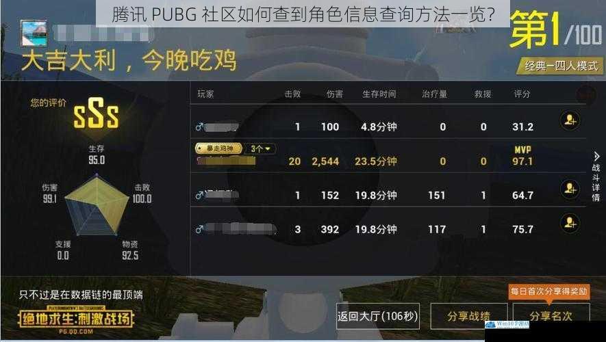 腾讯 PUBG 社区如何查到角色信息查询方法一览?