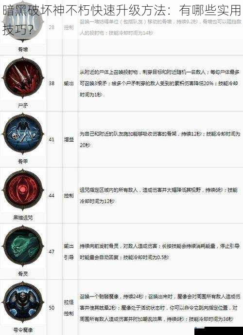 暗黑破坏神不朽快速升级方法:有哪些实用技巧?