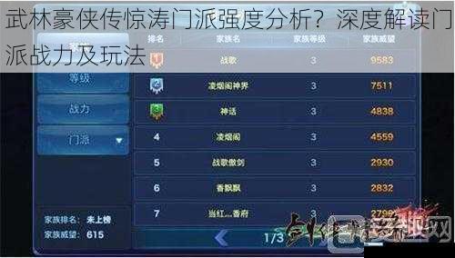 武林豪侠传惊涛门派强度分析?深度解读门派战力及玩法