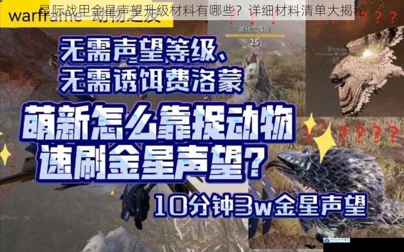 星际战甲金星声望升级材料有哪些?详细材料清单大揭秘