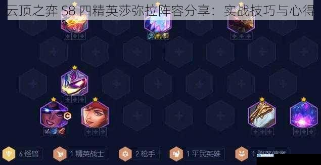 云顶之弈 S8 四精英莎弥拉阵容分享:实战技巧与心得