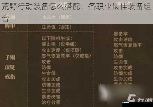 荒野行动装备怎么搭配:各职业最佳装备组合