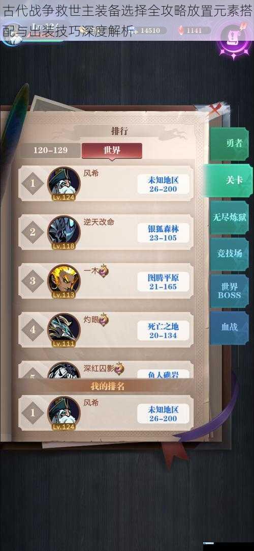 古代战争救世主装备选择全攻略放置元素搭配与出装技巧深度解析