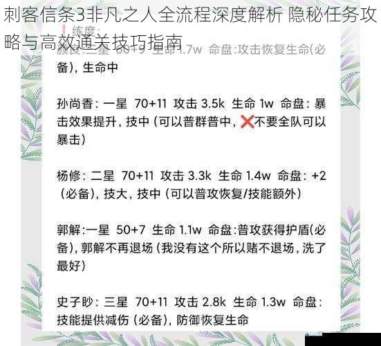 刺客信条3非凡之人全流程深度解析 隐秘任务攻略与高效通关技巧指南