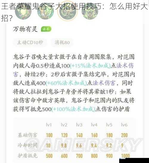 王者荣耀鬼谷子大招使用技巧:怎么用好大招?