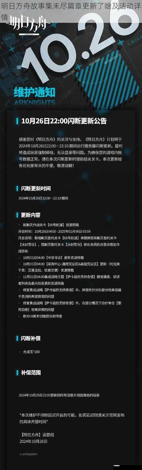 明日方舟故事集未尽篇章更新了啥及活动详情