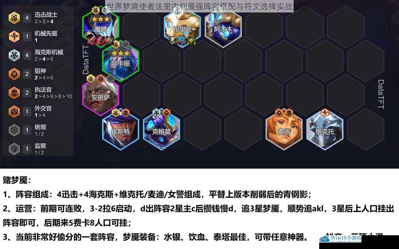 超能世界梦境使者法里内利最强阵容搭配与符文选择实战解析