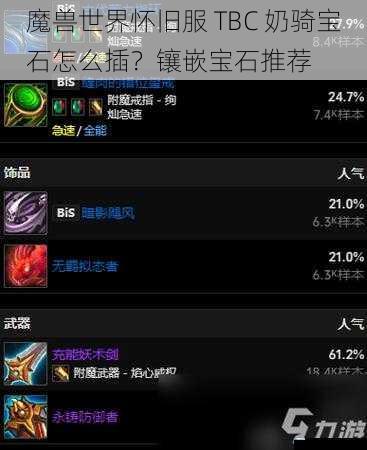 魔兽世界怀旧服 TBC 奶骑宝石怎么插?镶嵌宝石推荐