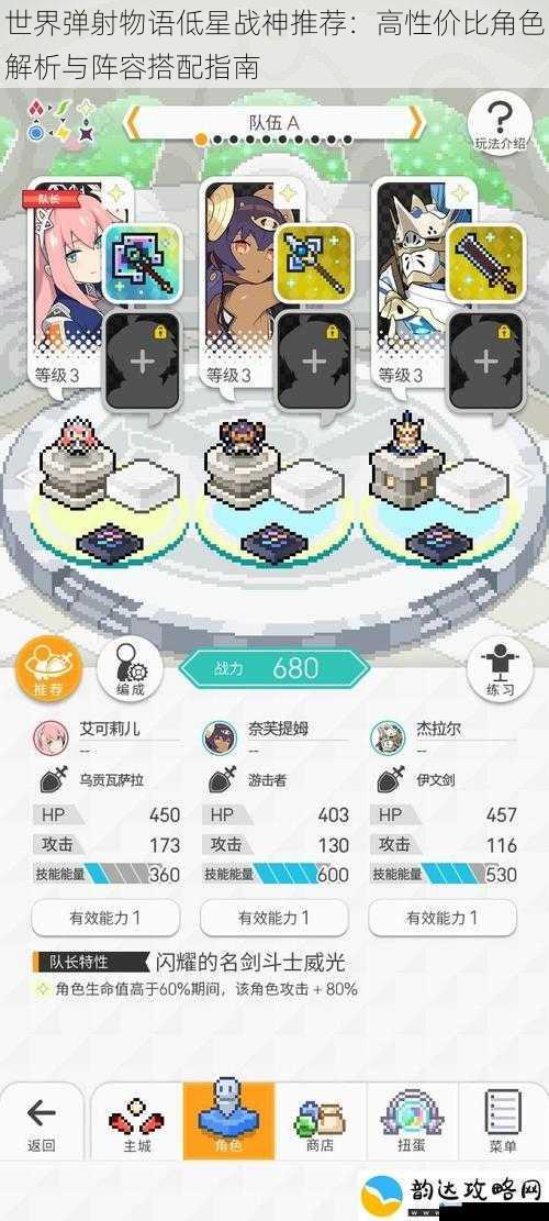 世界弹射物语低星战神推荐:高性价比角色解析与阵容搭配指南