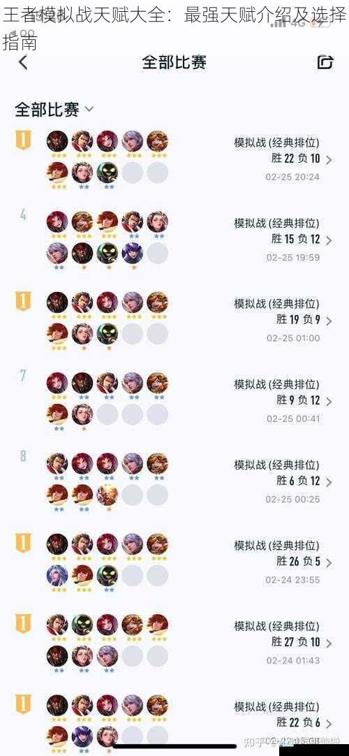 王者模拟战天赋大全:最强天赋介绍及选择指南