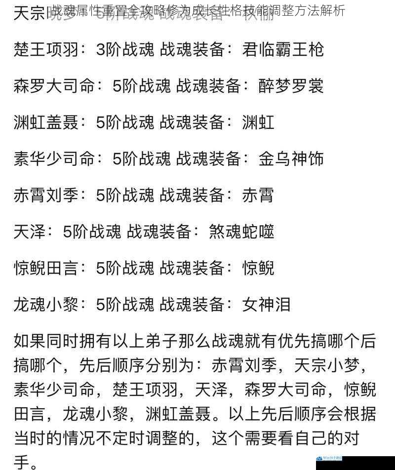 战魂属性重置全攻略修为成长性格技能调整方法解析