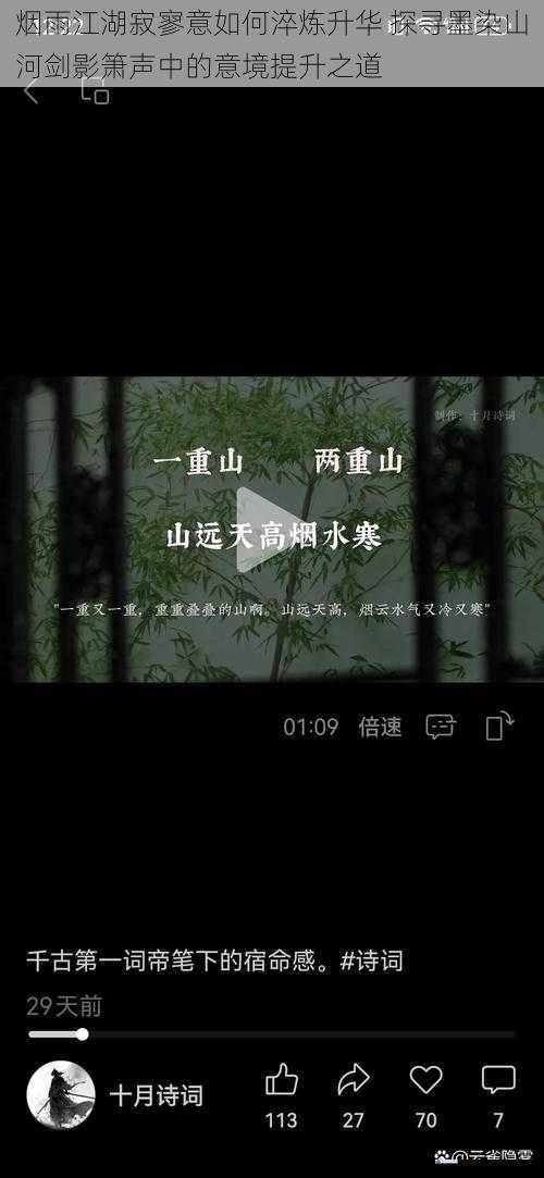 烟雨江湖寂寥意如何淬炼升华 探寻墨染山河剑影箫声中的意境提升之道