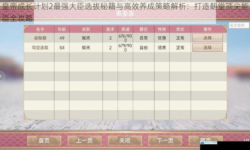 皇帝成长计划2最强大臣选拔秘籍与高效养成策略解析:打造朝堂顶尖能臣全攻略