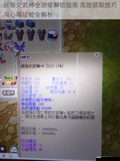 战场女武神全勋章解锁指南 高效获取技巧与心得经验全解析