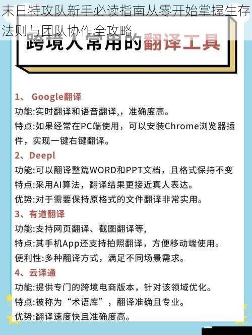 末日特攻队新手必读指南从零开始掌握生存法则与团队协作全攻略